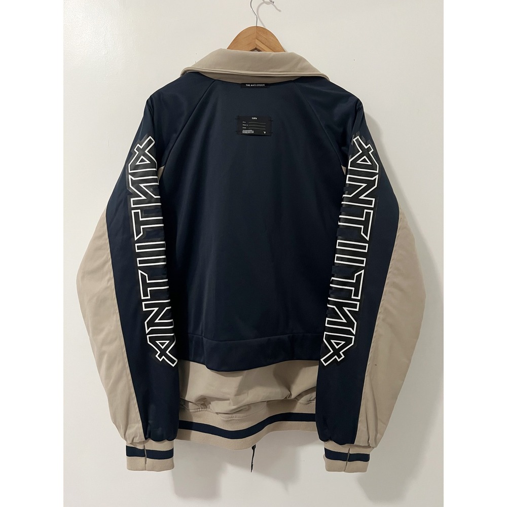 ANTI‎ ORDER Jacket Beige Blue Full Zip Athletic Track Jacket Mens Large - Picture 7 of 13